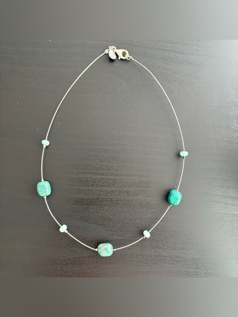 Silpada Sterling Silver Gemstone Bead Wire Station Necklace